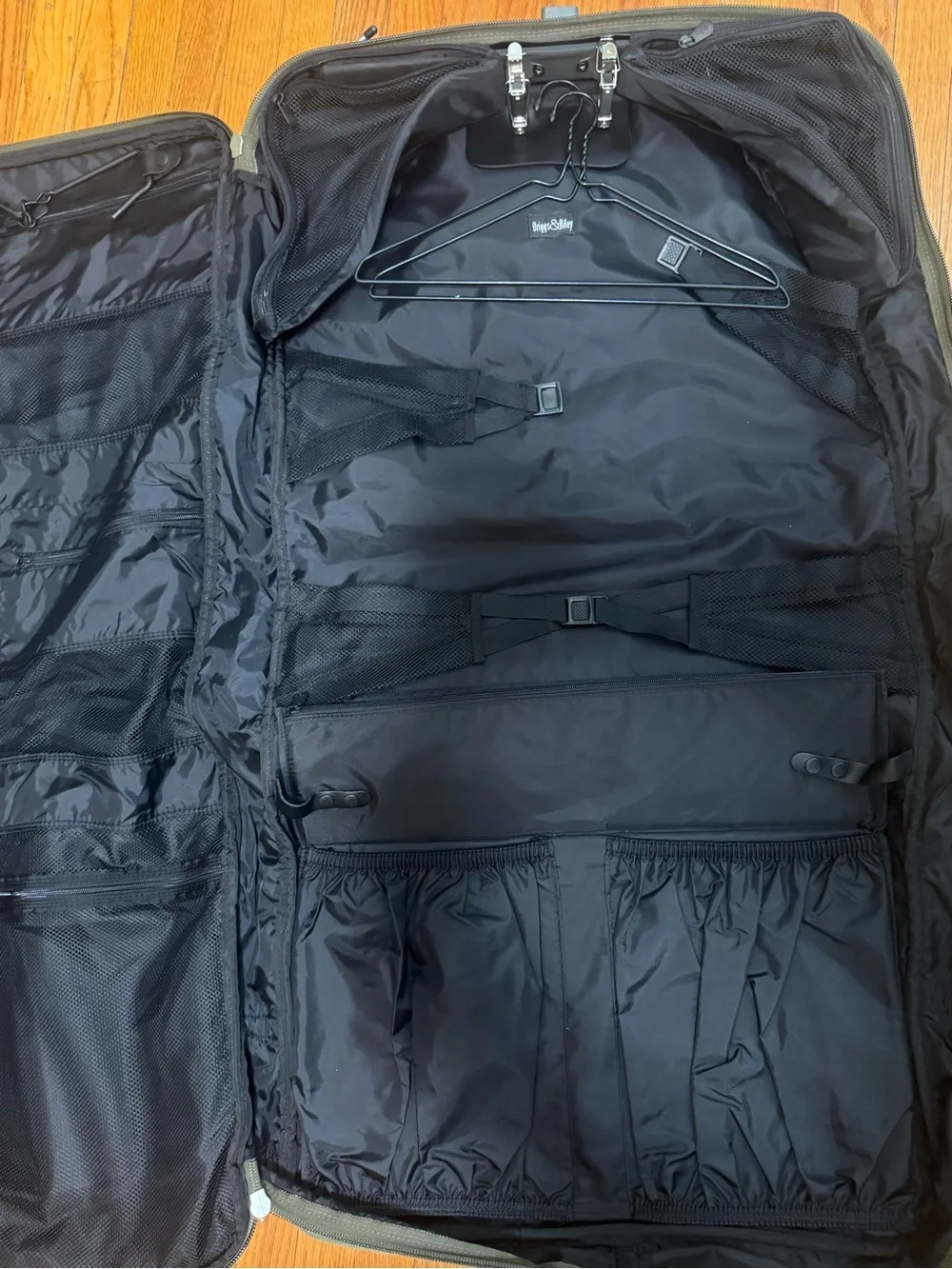 Briggs & Riley Olive Travel Garment Bag with Shoulder Strap